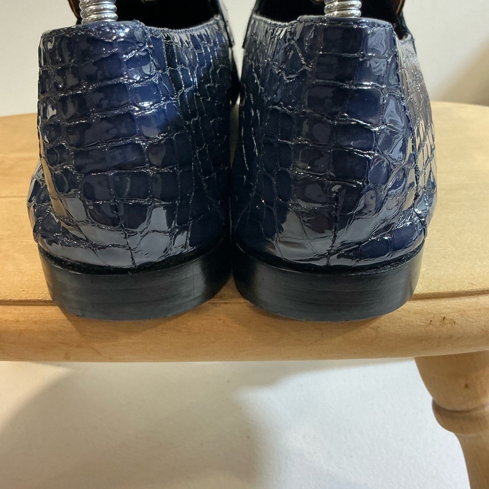 Donald Pliner Bristol Navy Croc Patent Leather Loafers Women’s 8.5 - Picture 7 of 12